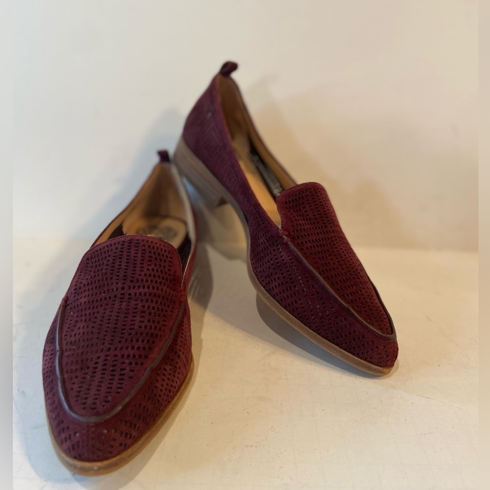 Vince Camuto~Maroon Suede Leather~Laser Perforated~Almond Toe~Loafer~Size 6.5